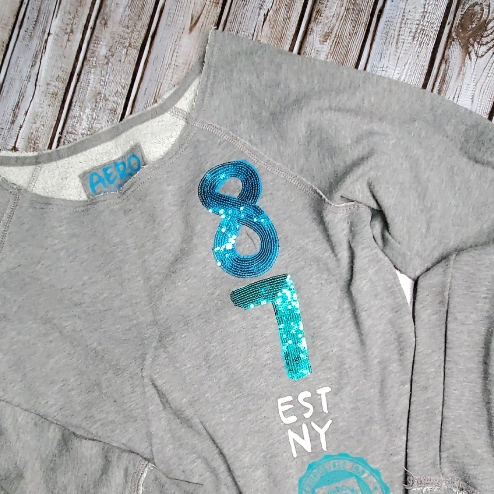 AEROPOSTLE Distressed Sequin Sweatshirt M - Picture 2 of 4